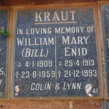 KRAUT William 1909-1959 &amp; Mary Enid 1913-1993