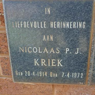 KRIEK Nicolaas P.J. 1914-1972