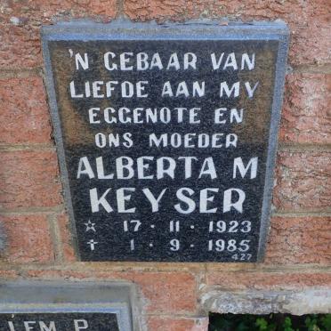 KEYSER Alberta M. 1923-1985
