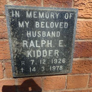KIDDER Ralph E. 1926-1978