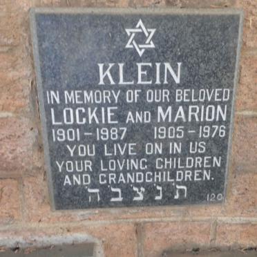 KLEIN Lockie 1901-1987 &amp; Marion 1905-1976