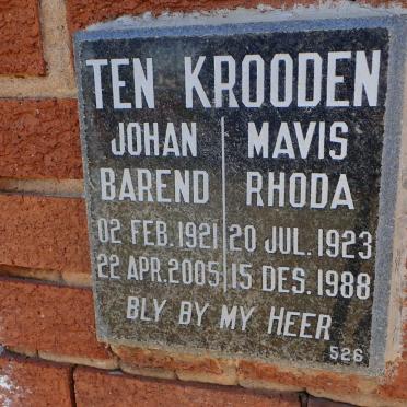 KROODEN Johan Barend, ten 1921-2005 &amp; Mavis Rhoda 1923-1988