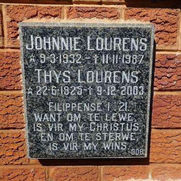 LOURENS Thys 1925-2003 :: LOURENS Johnnie 1932-1987