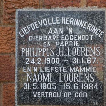 LOURENS Philippus J.L. 1900-1967 &amp; Naomi 1905-1984