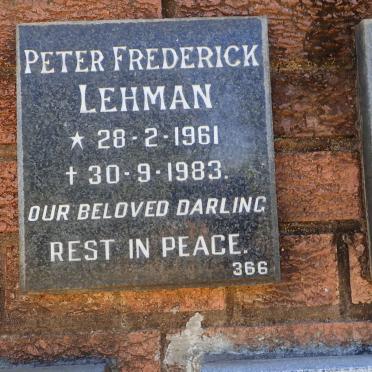 LEHMAN Peter Frederick 1961-1983