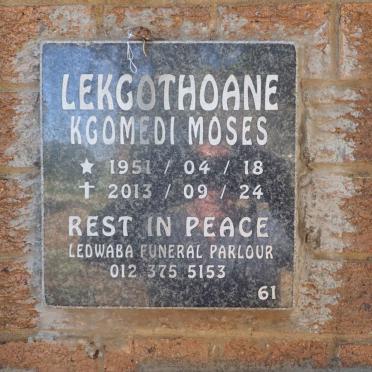 LEKGOTHOANE Kgomedi Moses 1951-2013