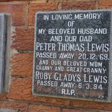 LEWIS Peter Thomas -1969 &amp; Ruby Gladys -1994