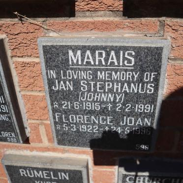 MARAIS Jan Stephanus 1915-1991 &amp; Florence Joan 1922-1996