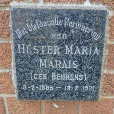 MARAIS Hester Maria nee BEHRENS 1885-1921