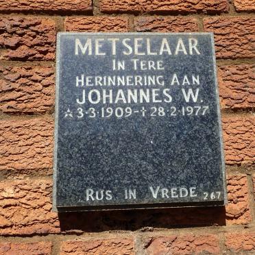 METSELAAR Johannes W. 1909-1977