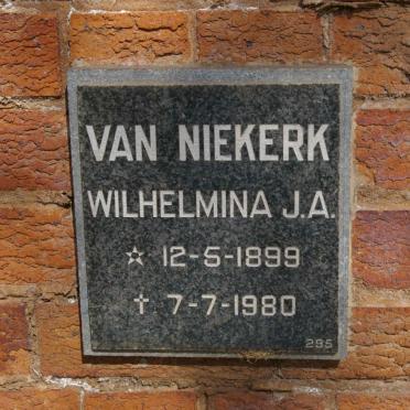 NIEKERK Wilhelmina J.A., van 1899-1980