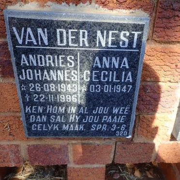 NEST Andries Johannes, van der 1943-1996 &amp; Anna Cecilia 1947-