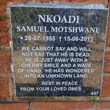NKOADI Samuel Motshwane 1955-2013