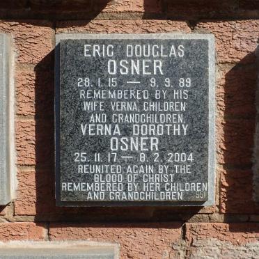 OSNER Eric Douglas 1915-1989 &amp; Verna Dorothy 1917-2004
