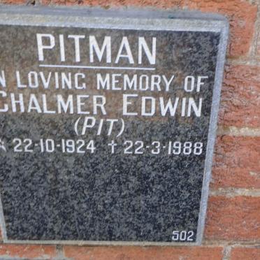 PITMAN Chalmer Edwin 1924-1988