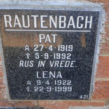 RAUTENBACH Pat 1919-1992 &amp; Lena 1922-1999