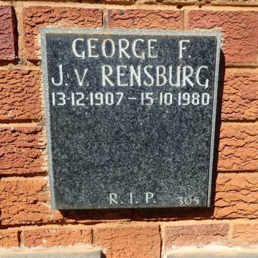 RENSBURG George F., J.v. 1907-1980