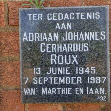 ROUX Adriaan Johannes Gerhardus 1945-1987