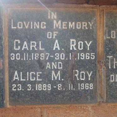ROY Carl A. 1897-1965 &amp; Alice M. 1889-1968