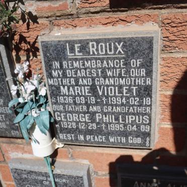 ROUX George Phillipus, le 1928-1995 &amp;  Marie Violet 1936-1994