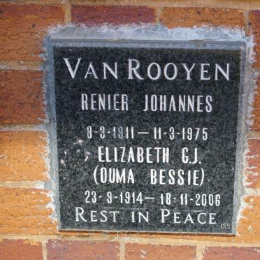 ROOYEN Renier Johannes, van 1911-1975 &amp; Elizabeth G.J. 1914-2006