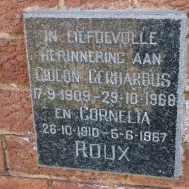 ROUX Gideon Gerhardus 1909-1968 &amp; Cornelia 1910-1967
