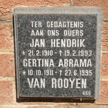 ROOYEN Jan Hendrik, van 1910-1993 &amp; Gertina Abrama 1911-1995