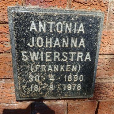 SWIERSTRA Antonia Johanna nee FRANKEN 1890-1978
