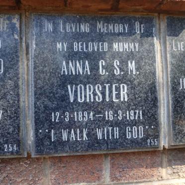 VORSTER Anna C.S.M. 1894-1971