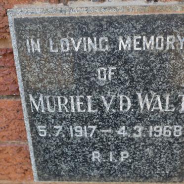 WALT Muriel, v.d. 1917-1968