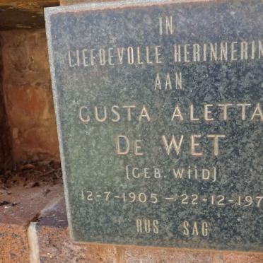 WET Gusta Aletta, de nee WIID 1905-1971
