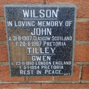 WILSON John 1907-1987 :: TILLEY Gwen 1910-1994