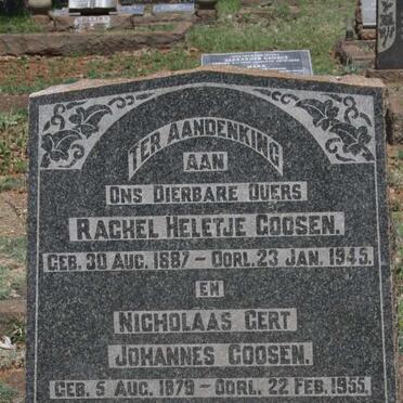 GOOSEN Nicholaas Gert Johannes 1879-1955 & Rachel Heletje 1887-1945