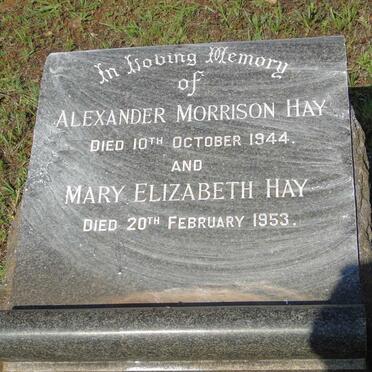 HAY Alexander Morrison -1944 & Mary Elizabeth -1953