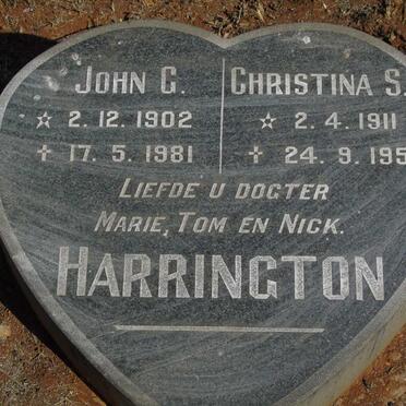 HARRINGTON John G. 1902-1981 & Christina S. 1911-1953