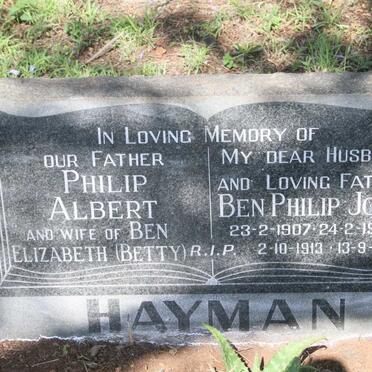 HAYMAN Ben Philip John 1907-1968 & Elizabeth 1913-1995 :: HAYMAN Philip Albert 