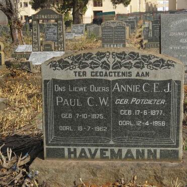 HAVEMANN Paul C.W. 1875-1962 & Annie C.E.J. POTGIETER 1877-1956