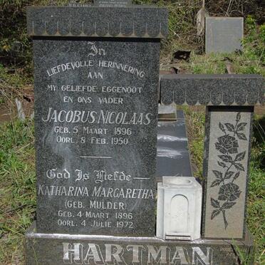 HARTMAN Jacobus Nicolaas 1896-1950 & Katharina Margaretha MULDER 1896-1972