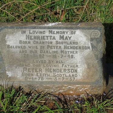 HENDERSON Peter 1878-1957 & Henrietta May 1882-1948