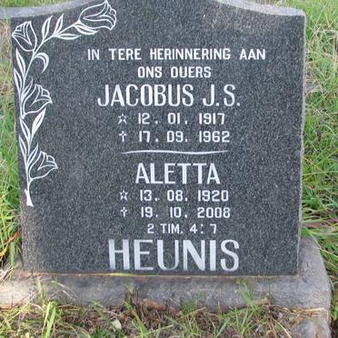 HEUNIS Jacobus J.S. 1917-1962 &amp; Aletta 1920-2008