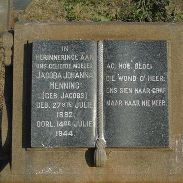 HENNING Jacoba Johanna nee JACOBS 1892-1944