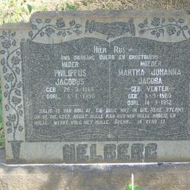 HELBERG Philippus Jacobus 1868-1950 & Martha Johanna Jacoba VENTER 1869-1952