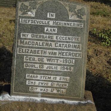 HEERDEN Magdalena Catarina Elizabeth, van nee DE WITT 1901-1944