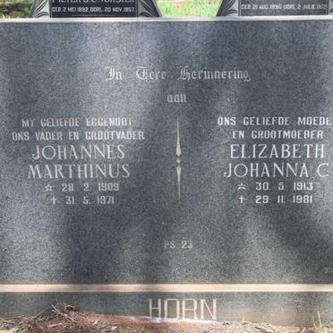 HORN Johannes Marthinus 1909-1971 & Elizabeth Johanna C. 1913-1981