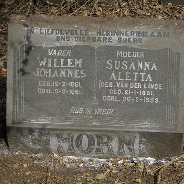 HORN Willem Johannes 1861-1951 & Susanna Aletta VAN DER LINDE 1881-1959