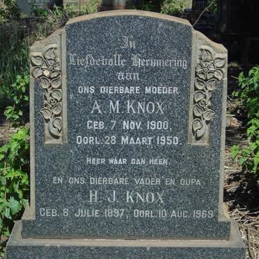 KNOX H.J. 1897-1969 & A.M. 1900-1950