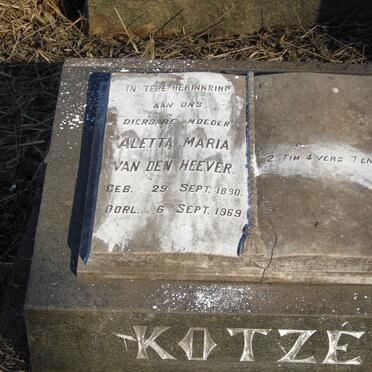 KOTZE Aletta Maria nee VAN DEN HEEVER 1890-1969