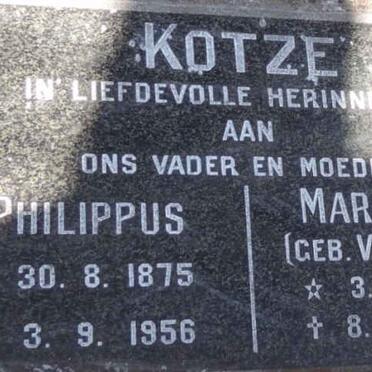 KOTZE Philippus 1875-1956 & Maria J.G. VERMEULEN 1888-1984