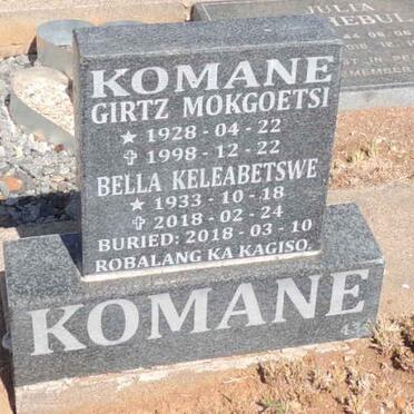 KOMANE Girtz Mokgoetsi 1928-1998 & Bella Keleabetswe 1933-2018