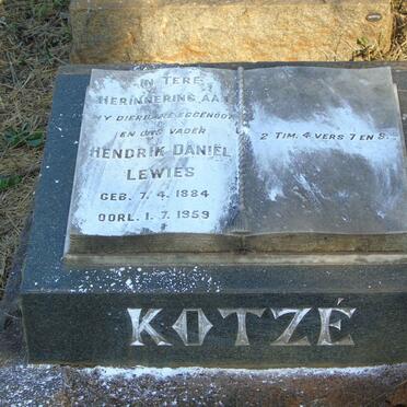 KOTZE Hendrik Daniel Lewies 1884-1959